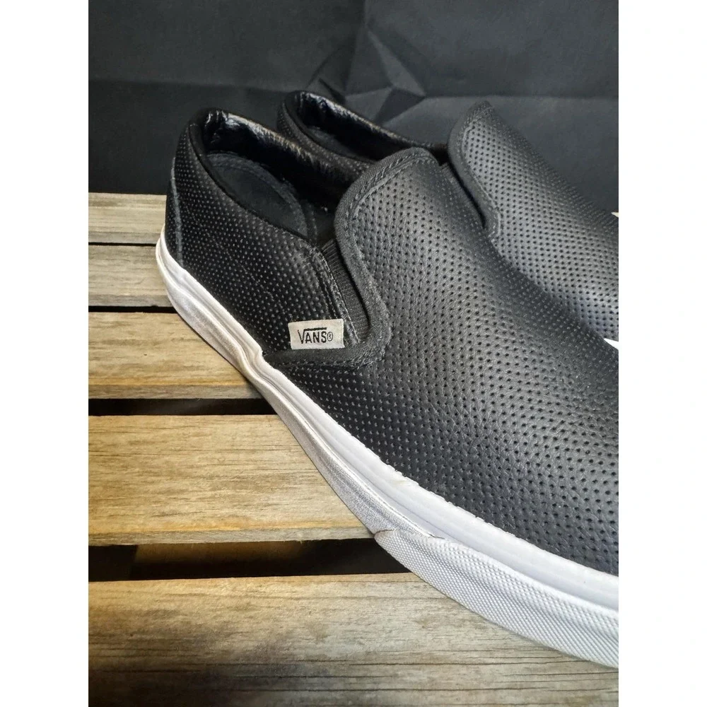 Vans Slip-On Shoes Mens Size 8 Womens 9.5 Black Perforated Skate Sneakers